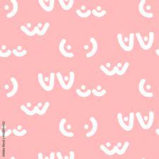 Woman breast vector seamless pattern. Funny boobs background. Soft pink and  white pattern. Stock Vector | Adobe Stock