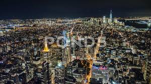 Birds Eye View Of New York City Stunning Night View Of Manhattan From The Bird S Eye View Stock Footage View Manhattan Stunning Night Birds Eye View New York City Manhattan Aerial