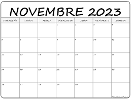 novembre 2023 calendrier imprimable | Calendrier gratuit