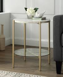 Walker Edison 20 Inch Round Side Table In White Faux Marble And Gold Reviews Furniture Macy S In 2020 Living Room Side Table Table Decor Living Room Marble Tables Living Room