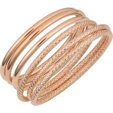 Oro Rosa 18k Rose Gold Over Bronze Italian 3 Piece Slip On Bangle Set 76 Liked On Polyvore Featur Rose Gold Bangle Bracelet Rose Gold Bangle Bronze Bangle