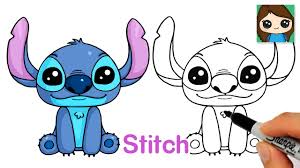 Use curved lines to outline the cheeks, chin, and ear. How To Draw Stitch From Lilo And Stitch New Youtube