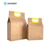 China Kraft Paper Flat Bottom Rice Bag With Handle 1KG 2KG ...