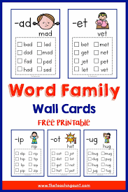 Free Cvc Word Family Wall Cards In 2020 Cvc Word Families Word Families Cvc Words