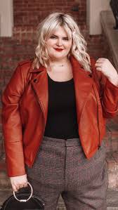 Plus Size Fall Fashion Plus Size Leather Jacket Platinum Blonde Red Lipstick Plus Siz Plus Size Fashion Plus Size Leather Jacket Plus Size Fall Fashion