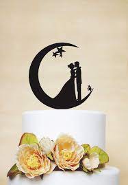 Wedding Cake Topper Moon And Stars Cake Topperacrylic Cake Etsy Wedding Cake Toppers Acrylic Cake Topper Bride And Groom Silhouette