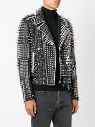 New Handmade Black Color Handmade Silver Studded Men S Leather Jacket Outerwear Studded Leather Jacket Studded Jacket Leather Jacket Men