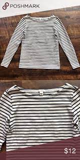 J Crew Navy Cream Striped Boatneck Top Xs Clothes Design Striped Tops