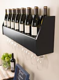 Floating Wall Mount Wine Rack Glass Holder Storage Bar Rail Hang Shelves Liquor Black Wine Rack Wine Rack Wall Home Decor
