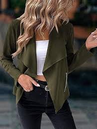 Faux Suede Jacket for Women Collar Zipper Up Casual Outwear Long Sleeve Fashion Open Front Cardigans Sweaters Coat - Product from Amazon.com