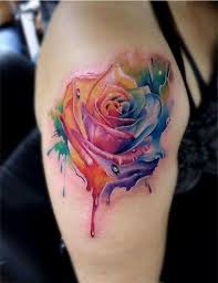 Amazing Rose Watercolor Tattoo Watercolor Tattoo Sleeve Tattoos Rainbow Tattoos