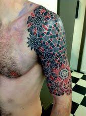 Black And Red Arm Sleeve Tattoos Pin By Brett Christensen On Tattoos Geometric Tattoo Geometric Tattoo Design Geometric Sleeve Tattoo