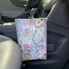 Floral Car Trash Bag, Waterproof Lining, Wildflowers Car Trash Can,  Headrest/gearshift Car Trash Bag, Over the Seat Caddy Organizer