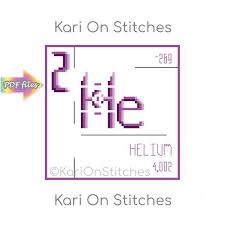 Periodic Table Cross Stitch Helium Digital Pattern Digital Pattern Cross Stitch Stitch