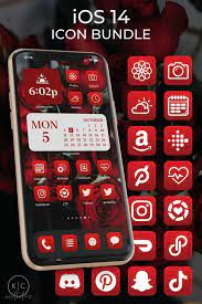 Valentine S Day Ios 14 Icons Red Ios 14 Aesthetic Red App Icons Iphone Icons App Icon Homescreen Iphone Iphone Icon