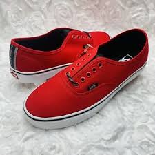 Vans have also been instrumental in the promotion of punk rock music with their self titled 'warp tour' and have collaborated with bands like motorhead and pearl jam to create signature shoes. Vans Authentic Otw Webbing Red White Black Men S Size 10 Men S Vnoa2z5it74 Nib Ebay