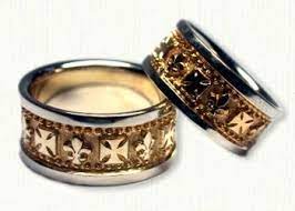 Fleur De Lis Maltese Cross Wedding Band Wedding Rings Celtic Wedding Rings Unique Gold Rings Design