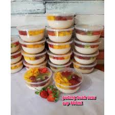 Grosir cangkir plastik sekali pakai yogurt puding jus dengan tutup. Puding Buah Susu 400 Ml Shopee Indonesia