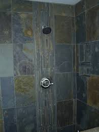 Natural stone in the shower is largely about appearance. Slate Shower Detroit By Maloney Tile Marble Inc Slate Shower Slate Shower Tile Bathroom Remodel Shower