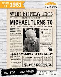 Minty and refreshing this tin contains 1.5 ounces of mints to jog their memory. In The Year 1951 Birthday Party Decor 70th Birthday Gift For Him Back In 1951 Newspaper Facts The Year You Were Born Digital Sign By 2birdstudios Catch My Party