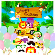 Hand made jungle safari photo booth for my son's birthday party☺️. Jungle Theme Birthday Combo Set For Kids Boys Party Decoration Photobooth Balloon Backdrop 31pcs Party Propz Online Party Supply And Birthday Decoration Product Store