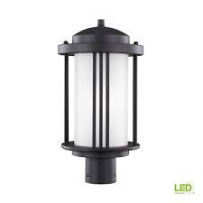 Sea Gull Lighting Crowell 1 Light Outdoor Black Post Light With Led Bulb 8247901en3 12 The Home Depot