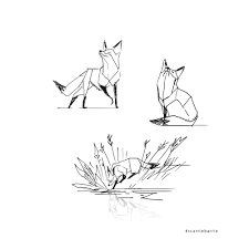 Black And White Geometric Animal Drawings Working On Some Geometric Foxes Fox Artwork Fox Tattoo Design Geometric Fox