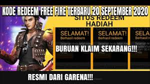 By freeday 3 bulan yang lalu 634.1k views. Kode Redeem Free Fire Terbaru 20 September 2020 Resmi Dari Garena Youtube