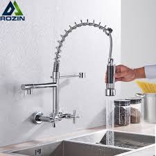 Diamond seal technology helps in reducing leak points. Wall Mount Spring Basin Kitchen Faucet Pull Down Hot Cold Water Kitchen Sink Mixer Tap Dual Handle Two Swivel Spout Basin Tap Basin Faucets Aliexpress