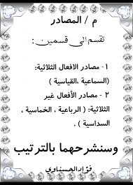 مصادر الأفعال الثلاثية للثالث المتوسط في مادة اللغة العربية