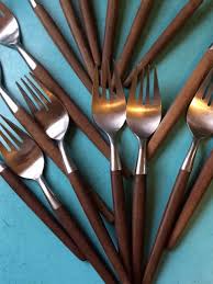 Wooden Handle Flatware Canoe Style Japan Danish Modern Mid Etsy Wooden Handles Danish Modern Modern Flatware
