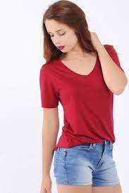 Bayan Tisort V Yaka Salas Fusya T Shirt Muhafazakar Kapali Stil Sik Abiye Style Genc Tarzi Rahat Genc Butik Tasarim Gunluk V Yaka Stil Tisort