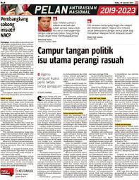 .international malaysia yang mengatakan bahawa golongan berpendapatan tinggi di malaysia lebih cenderung memberi rasuah kepada pihak berkuasa. Campur Tangan Politik Isu Utama Perangi Rasuah Klik