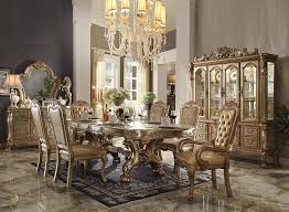 21st century and contemporary american modern gold dining room tables. Amazon Com Acme Dresden Dining Table With Trestle Pedestal Gold Patina Bone Home Kitchen