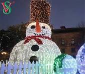 Outdoor Commercial Christmas Decorations Giant 3D Snowman Motif Lights