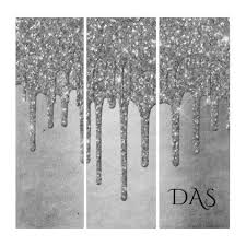 Black And Silver Glitter Wall Art Sparkle Drip Decor Platinum Silver Metallic Ice Zazzle Com Glitter Wall Art Metal Art Prints Triptych