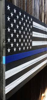 Thin Blue Line American Wood Flag Etsy In 2020 Wood Flag Wood Projects Blue Line
