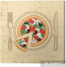 Nous vous proposons la gamme de couteaux de cuisine allant du couteau éminceur au couteau à pain au couteau à jambon. Tableau Sur Toile La Pizza En Tranches Et Le Plat De La Ligne Fourchette Et Couteau