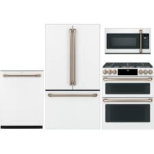 Cafe 4 Piece Kitchen Appliance Package With Double Oven Gas Range White In 2020 Kitchen Appliance Packages Gas Range Double Oven Double Oven