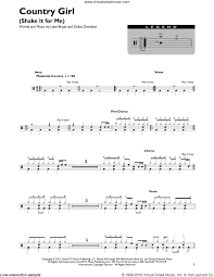Bryan Country Girl Shake It For Me Sheet Music For Drums Percussions Sheet Music Shake It For Me Virtual Sheet Music