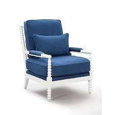 Black and white accent chairs. White Spool Accent Chair With Blue Cushions Kirklands