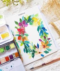 Joly Watercolor Artist On Instagram Here Is A Wreath Using All The Colors From The Terrain Set Of Artp Watercolor Artist All The Colors Watercolor Flowers
