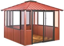 Check spelling or type a new query. 10 X 10 Red Gazebo Enclosed W 3 Sliding Windows Sliding Patio Door