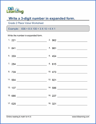 Grade 2 Place Value Worksheet On Writing A 3 Digit Number In Expanded Form Expanded Form Expanded Form Worksheets Place Value Worksheets