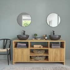Le meuble sous vasque pour une simple vasque, comptez entre 55 et 85 cm de longueur et 40 à 65 cm de largeur. Meuble De Salle De Bain En Bois De Teck 160 Mobilier De Salle De Bain Bdbd