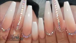This is a lovely idea and the flowers make the ombre unique. Pink And White Ombre Nails Fullset Long Nails Youtube