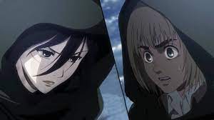 صورة ميكاسا وأرمين من ترايلرهجوم العمالقة الموسم 3 attack on titan anime domestic na kanojo
