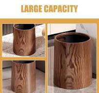 Cabilock Pattumiera Rotonda Imitazione Legno Per Cucina e Bagno Contenitore  Rifiuti Elegante e Pratico Facile Da Pulire e Riutilizzabile Design ...