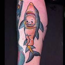 Kewpie Shark By Jamie Kirchen Kewpie Tattoo Feather Tattoos Shark Tattoos