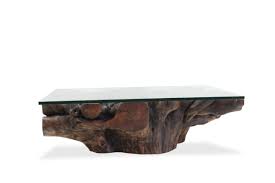 Glass Top Mango Root Coffee Table Hand Crafted By Rotsen Furniture With Salvaged Wood Furnitur Raw Wood Coffee Table Coffee Table Wood Rustic Coffee Tables